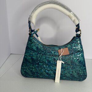 MaJue Croc-Embossed Teal Shoulder Bag | Gold‎ Hardware | New with Tags
